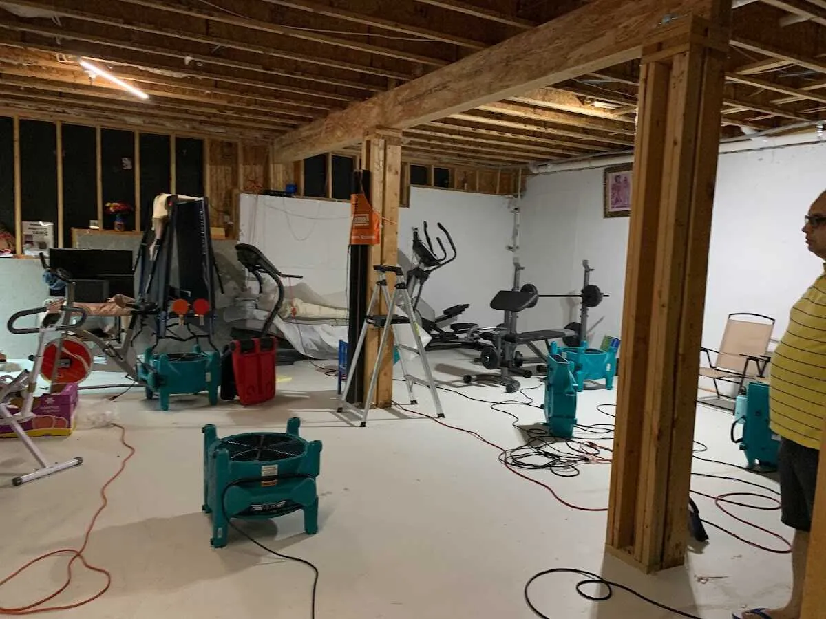 Basement drying equipment setup for Contents Cleaning & Restoration in Bozeman